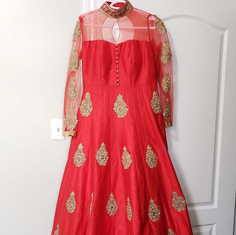 Red indo-western gown